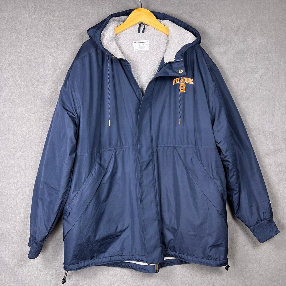 Champion Syracuse University Navy Insulated Heavy Winter Parka Jacket Men L